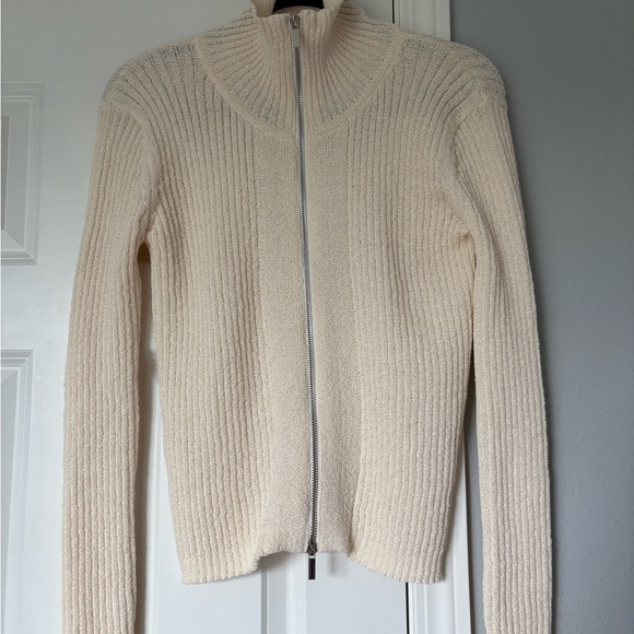 NWT Sage The Label - Cream Ribbed Zip-up Cardigan - Picture 5 of 8